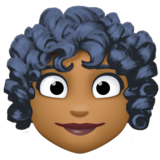 女性:中深色肤色,卷发emoji素材一 160x160像素