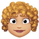 女性:中浅肤色,卷发emoji素材一 160x160像素