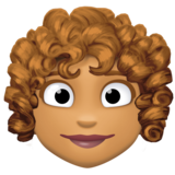 女性:中等肤色,卷发emoji素材一 160x160像素