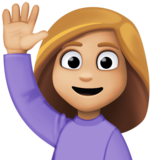 举手的女人:中等浅肤色emoji素材一 160x160像素