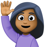 举手的女人:中等深色肤色emoji素材一 160x160像素