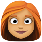 女性:中等肤色,红发emoji素材一 160x160像素