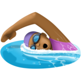 女子游泳:中黑肤色emoji素材一 160x160像素