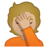 单手捂脸的人:中等浅肤色emoji素材一 160x160像素