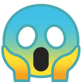 恐惧中尖叫的脸emoji素材一 160x160像素