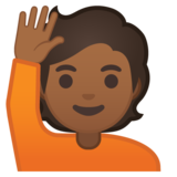 举手:中黑肤色emoji素材一 160x160像素