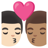 亲吻: 男人男人较浅肤色中等肤色emoji素材一 160x160像素