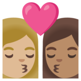 亲吻: 女人女人中等-浅肤色中等肤色emoji素材一 160x160像素