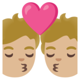 亲吻: 中等-浅肤色emoji素材一 160x160像素