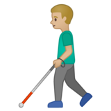 拿拐杖的男人:中浅肤色emoji素材一 160x160像素