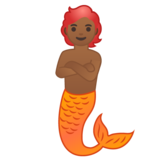 美人鱼:中黑肤色emoji素材一 160x160像素