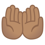 手掌向上:中等肤色emoji素材一 160x160像素