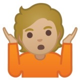 耸肩:中等浅肤色emoji素材一 160x160像素