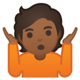 耸肩:中黑肤色emoji素材一 160x160像素