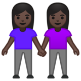 女性牵手:深色肤色emoji素材一 160x160像素