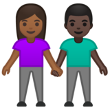 男女牵手:中深色肤色,深色肤色emoji素材一 160x160像素