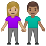 男女牵手:中浅肤色,中浅肤色emoji素材一 160x160像素