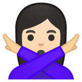 打“不”手势的女人:浅肤色emoji素材一 160x160像素