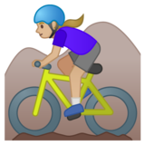 女子山地自行车:中浅肤色emoji素材一 160x160像素