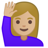 举手的女人:中等浅肤色emoji素材一 160x160像素