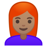 女性:中等肤色,红发emoji素材一 160x160像素