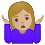 女人耸肩:中等浅肤色emoji素材一 160x160像素