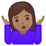 女人耸肩:中等肤色emoji素材一 160x160像素