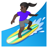 女子冲浪:深色肤色emoji素材一 160x160像素