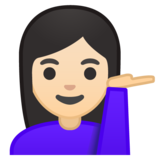 单手举起的女人:浅肤色emoji素材一 160x160像素