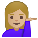 单手举起的女人:中等浅肤色emoji素材一 160x160像素