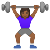 女性举重:中等深色肤色emoji素材一 160x160像素