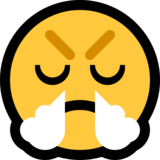 愤怒、鼻子冒白气的脸emoji素材一 160x160像素