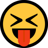 眯眼伸舌头笑脸emoji素材一 160x160像素