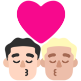 亲吻: 男人男人较浅肤色中等-浅肤色emoji素材一 160x160像素