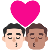 亲吻: 男人男人较浅肤色中等肤色emoji素材一 160x160像素