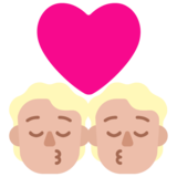 亲吻: 中等-浅肤色emoji素材一 160x160像素