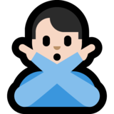 打“不”手势的男人:浅肤色emoji素材一 160x160像素