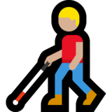 拿拐杖的男人:中浅肤色emoji素材一 160x160像素