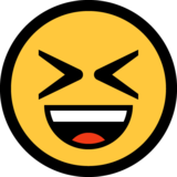 咧嘴眯眼的脸emoji素材一 160x160像素