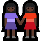 女性牵手:深色肤色emoji素材一 160x160像素