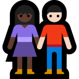 男女牵手：深色肤色，浅色肤色emoji素材一 160x160像素