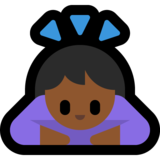 女性鞠躬:中黑肤色emoji素材一 160x160像素
