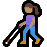 拿拐杖的女人:中等肤色emoji素材一 160x160像素