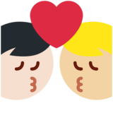 亲吻: 男人男人中等-浅肤色较浅肤色emoji素材一 160x160像素