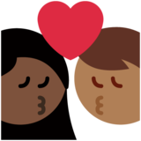 亲吻: 女人男人中等-深肤色较深肤色emoji素材一 160x160像素
