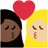 亲吻: 女人女人较深肤色中等-浅肤色emoji素材一 160x160像素