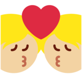 亲吻: 中等-浅肤色emoji素材一 160x160像素