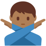 打“不”手势的男人:中黑肤色emoji素材一 160x160像素