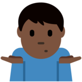 男人耸肩:深色肤色emoji素材一 160x160像素