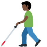 拿拐杖的男人:深色肤色emoji素材一 160x160像素